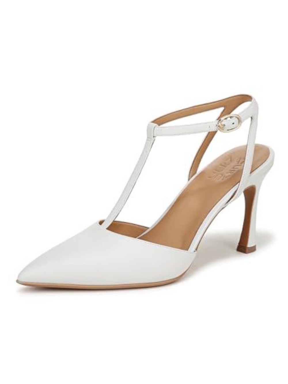 Naturalizer 7 Wide White Pointed Astrid T-Strap Heels